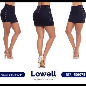 🇨🇴Eyelet Colombian Dark Blue Eyelet Denim Fashion Skirt.